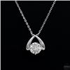 Image 1 : Necklace with Pendant, 1 Carat Round Cut Moissanite, Platinum-Plated Sterling Silver