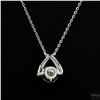Image 3 : Necklace with Pendant, 1 Carat Round Cut Moissanite, Platinum-Plated Sterling Silver