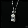 Image 3 : Necklace with Pendant, 1.2 Carat Emerald Cut Moissanite, Platinum-Plated Sterling Silver