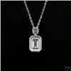 Image 4 : Necklace with Pendant, 1.2 Carat Emerald Cut Moissanite, Platinum-Plated Sterling Silver