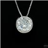 Image 2 : Necklace with Pendant, 2 Carat Round Cut Moissanite, Platinum-Plated Sterling Silver
