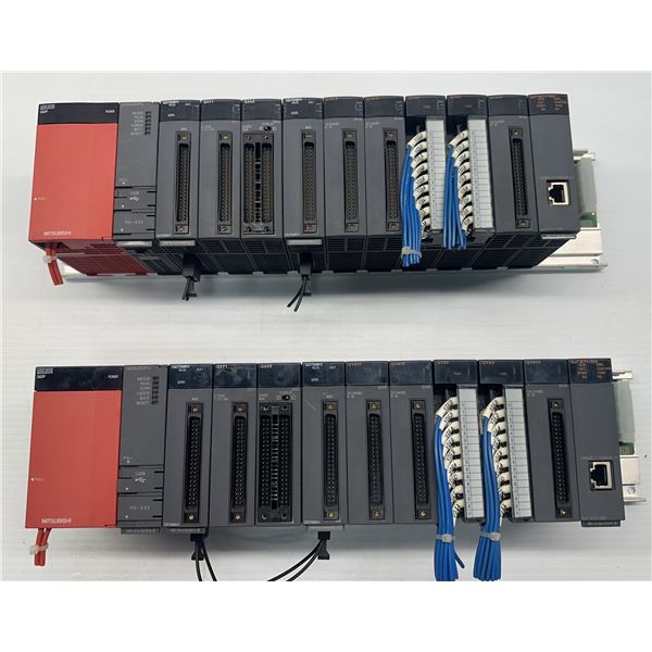 Lot of (2) Mitsubishi #Q312B Base Units w/ Power Supplies & Modules