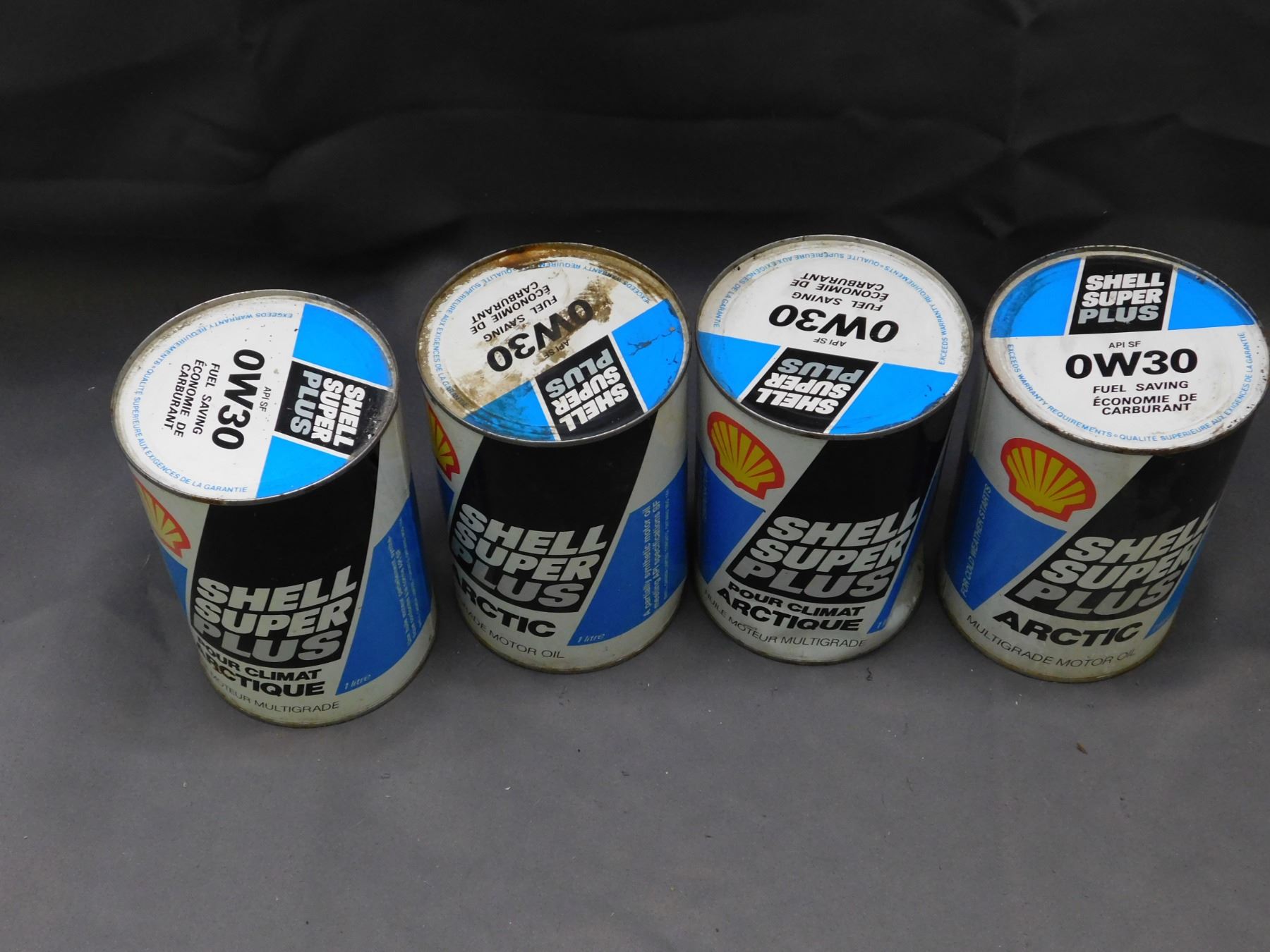 Lot of 4 Shell Super Plus OW30 Motor Oil Tins (new unopened)
