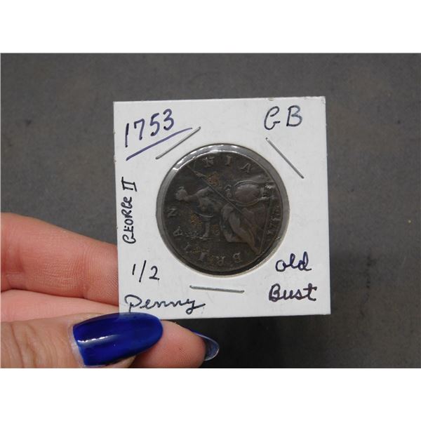 1753 Great Britain George II Half Penny