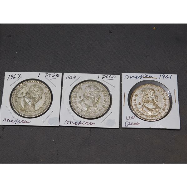 1961, 64, 64 Mexico Large Peso Coins