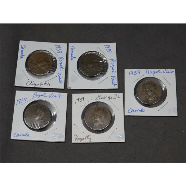 5 Bronze Medals 1939 Canada Royal Visit George VI & Elizabeth