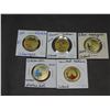 Image 1 : 5 Assorted Canada Colored Coloured Loonie