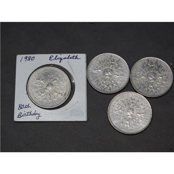 4 Large 1980 Elizabeth 80th Birthday 25 New Pence