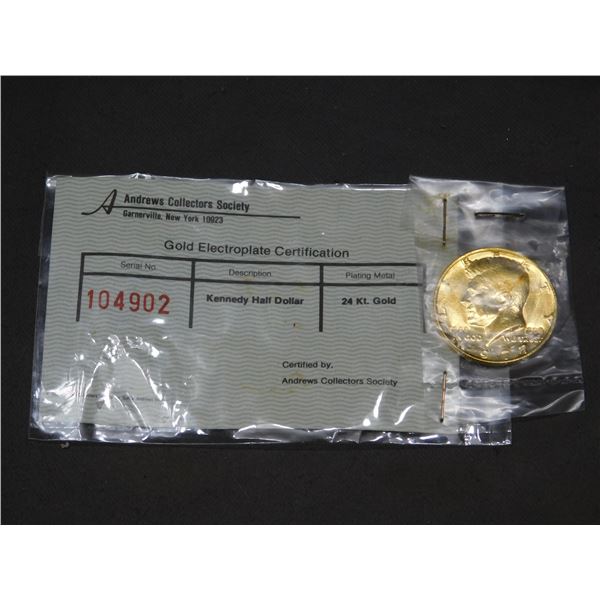 24kt Gold Plating 1977 Kennedy Half Dollar