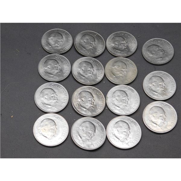 15 Large Winston Churchill & Elizabeth Coins