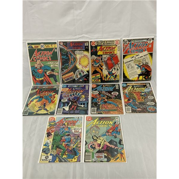 Lot of 10 Action Comics Vintage Comic Books Ranging #365-536