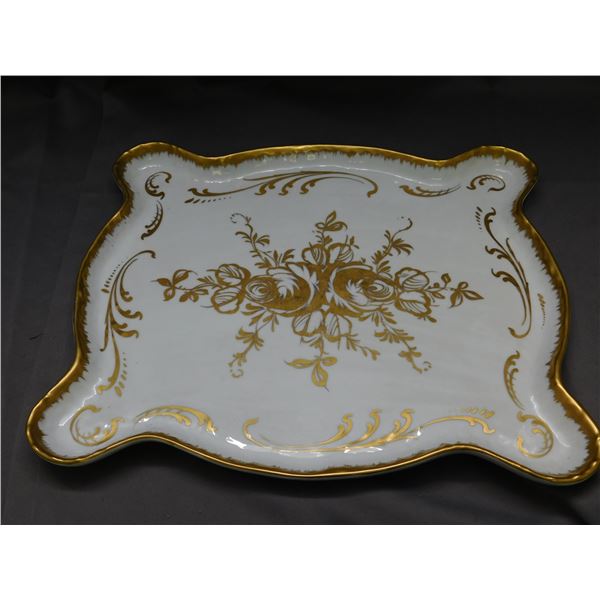 Large Hand Painted France Vintage Fine Porcelain Serving Tray