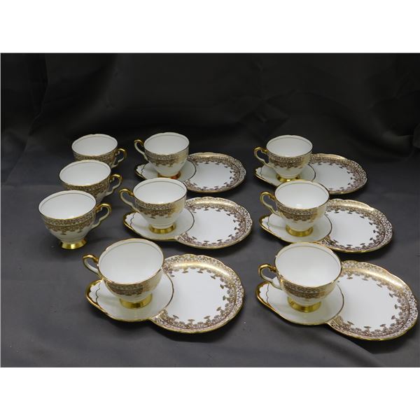 Lot of 6 Royal Stafford "Gold Regent" Tea Cups and Biscuit Plates, 3 Extra Cups