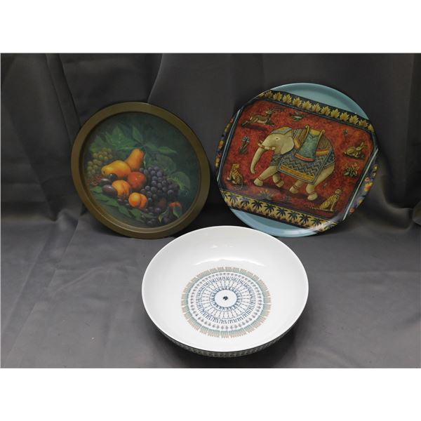 Lot of 3 Wilscombe & Wellington SomersetEngland Decorative Plate, Fruit Tray, Ceramic Salad Bowl