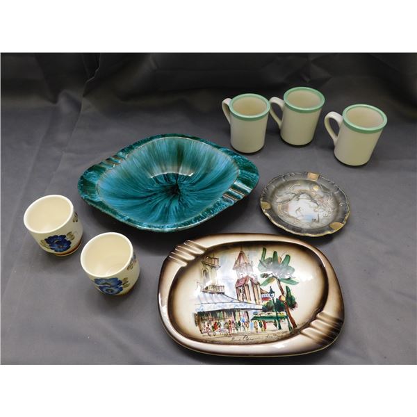 Lot of Pottery Ceramic Ash Trays, Cups, Mugs