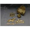 Image 1 : Lot of 5pcs India Brass Key Hooks, Music Box, Horses Nautical Ship Wheel, Tray