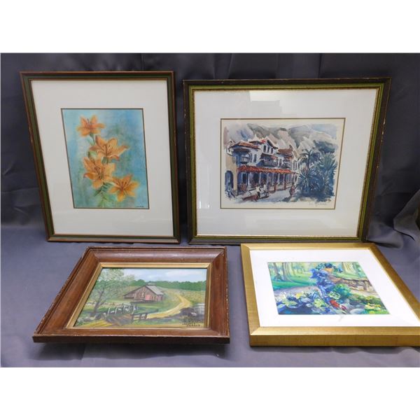 Lot of 4 Framed Wall At Pieces 3 Originals and 1 Print. Artist Signed