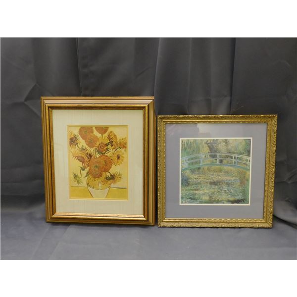 Lot of 2 Vincent Van Gogh and Monet Framed Art Prints