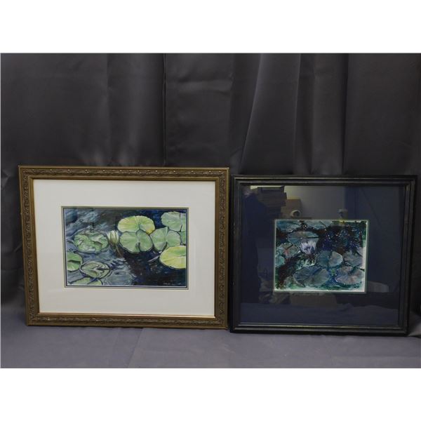Lot of 2 Original Artist Signed Stolar Paintings Water Lilies