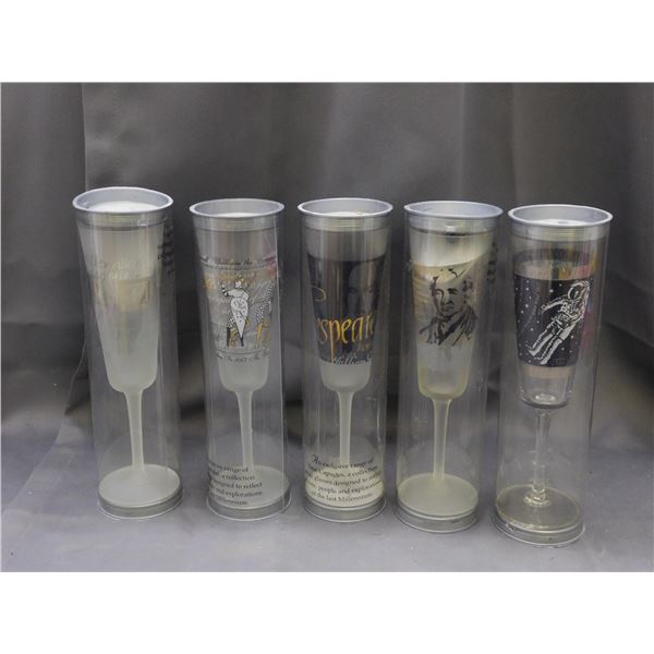 Lot of 5 Millennium 2000 Champagne Glasses