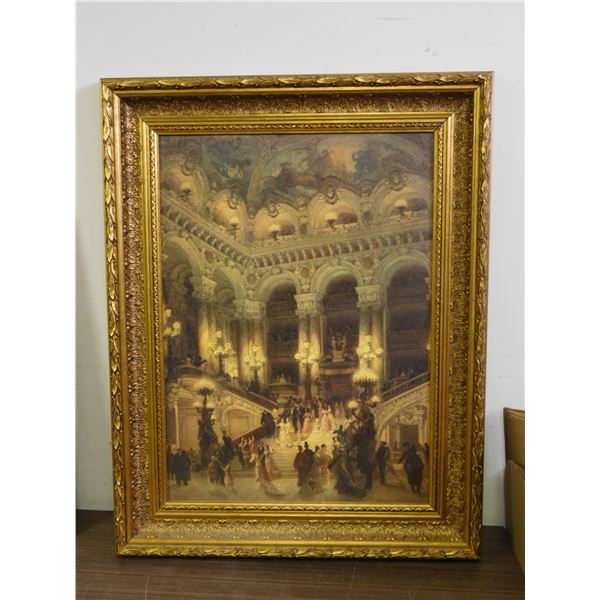 Louis Beroud de l'Opera Canvas Replica Painting Textured Print with Ornate Frame