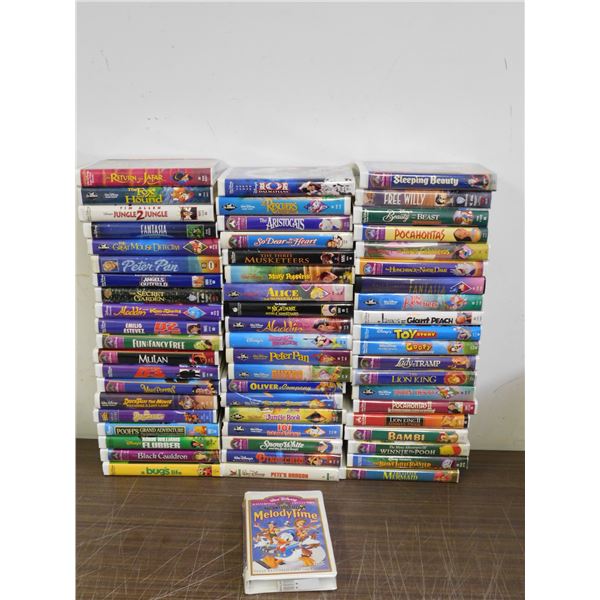 Lot of 59 Clamshell VHS Tapes Disney & Pixar Movies, Animated, Kids