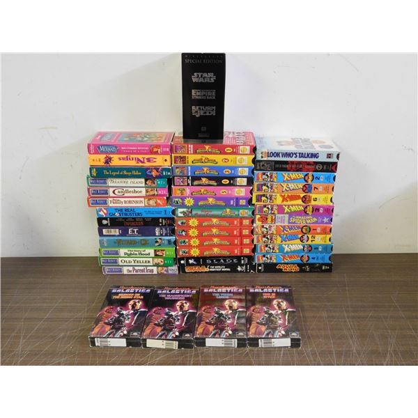 40+ VHS Kids Children's Movies Cartoons Power Rangers, X-Men, Battlestar Galactica