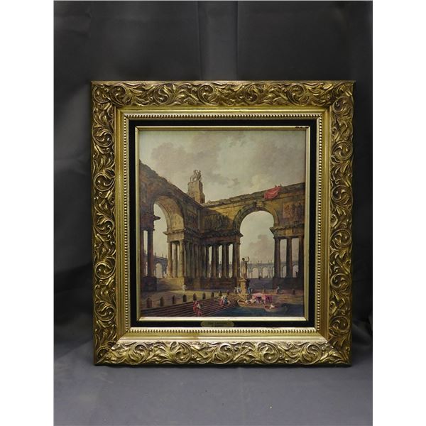 "The Landing" by H Robert Framed Textured Print Ornate Gold Tone 21" x 23"