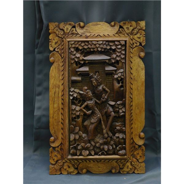 Carved Ornate Wooden Indian Hindu Wall Art