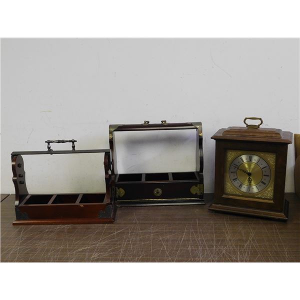 Decanter Holders Carriers and Mantle Whittington Clock *As is*