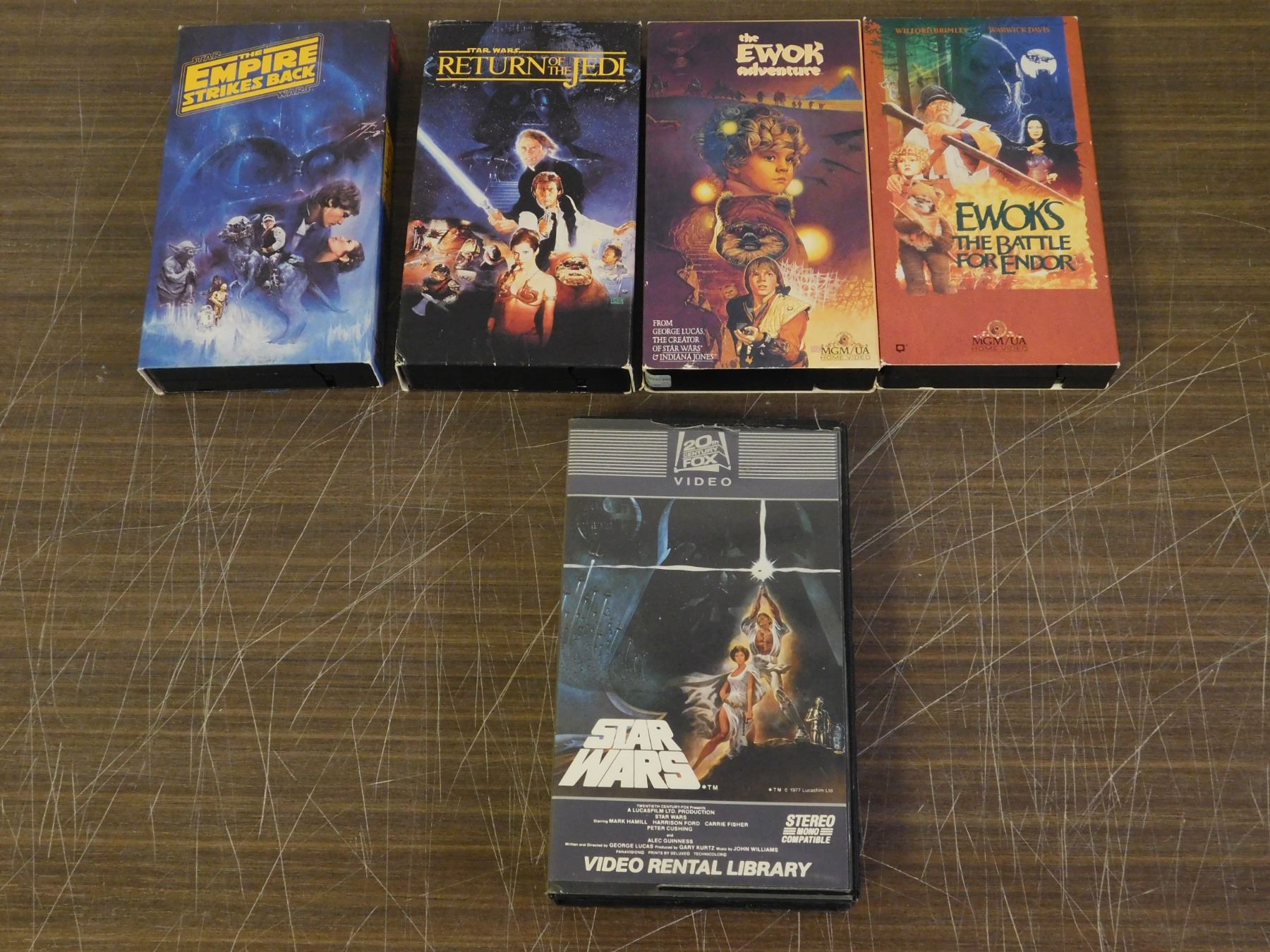 Lot of 5 Star Wars VHS Tapes incl Video Rental Library Copy