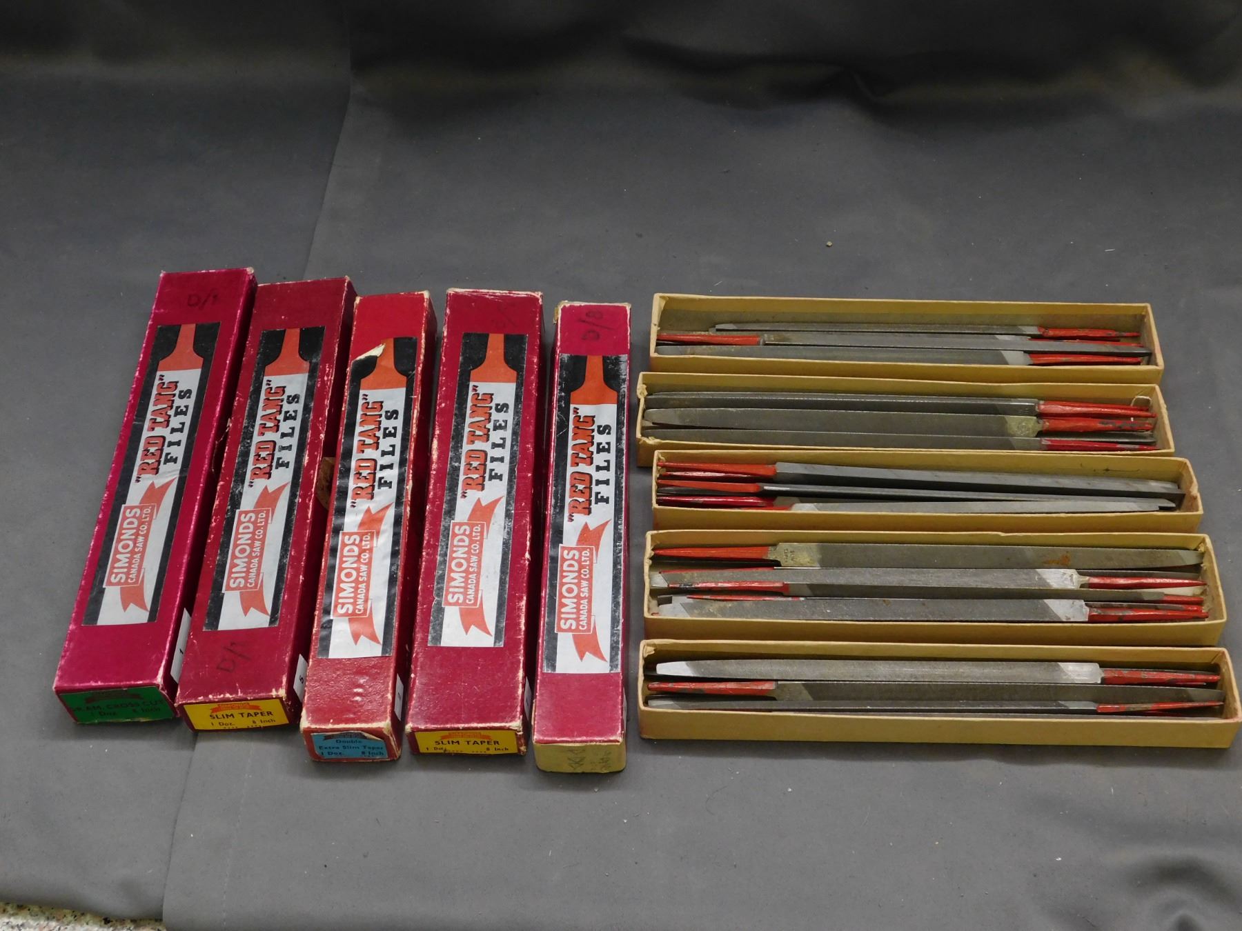 File Tang Injry Lot of Red Tang Files Assorted Taper Sizes