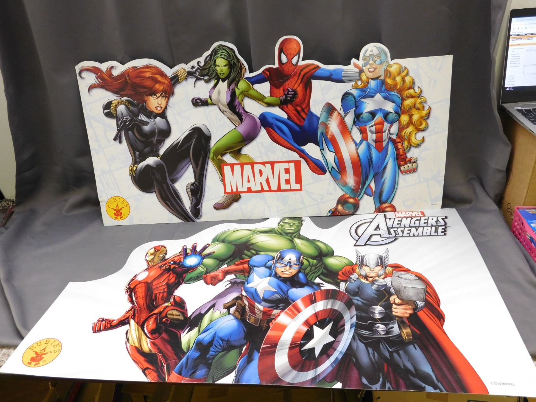 Pair of Store Display Banners RUBIES Costume Advertising Posters 