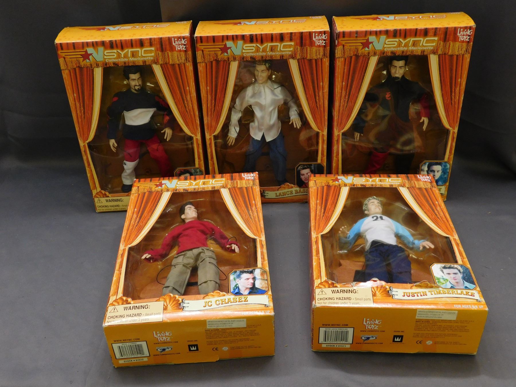 Lot of 5 N'sync Living Toys Collectible Marionette Dolls
