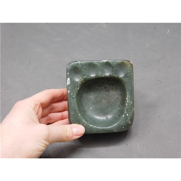 Foot / Paw Print Carved Soapstone Ash Tray? Artist Signed