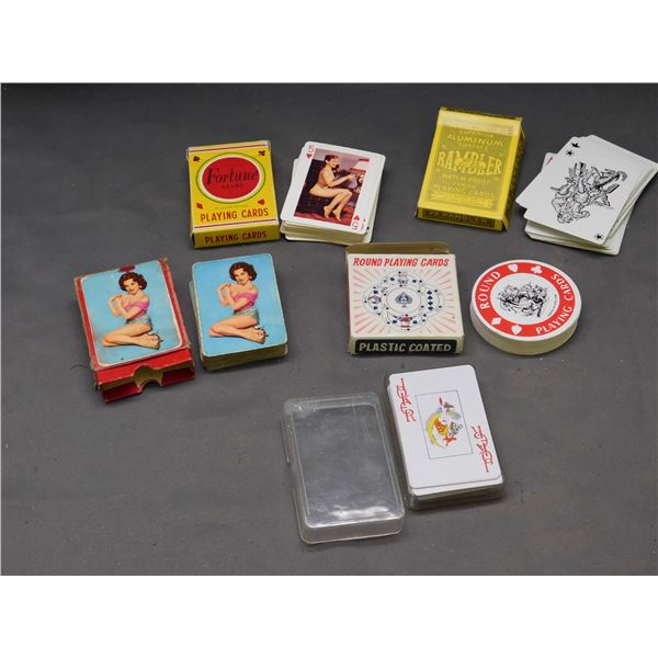 Lot of 5 Decks of Vintage Playing Cards Nudie Pin-Up, Round, etc