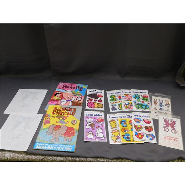 Lot of Assorted Iron-able Scratch n Sniff, Childrens Coloring Books, Gremlins Iron-on Crest Promo 84