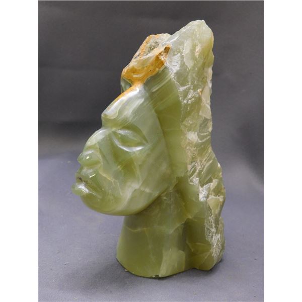 Carved Quartz Marble Stone Head 6.5"