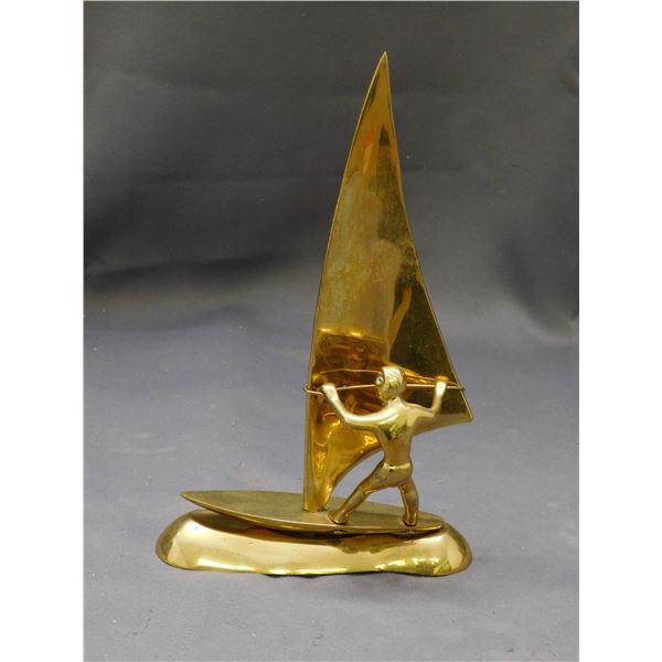 Brass Wind Surfing Metal Sculpture 9"