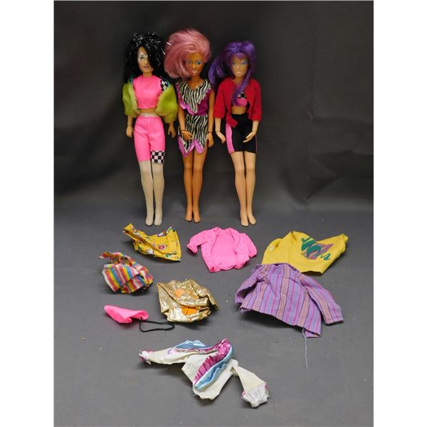Lot of 3 Jem and The Holograms Dolls, Accessories Clothes