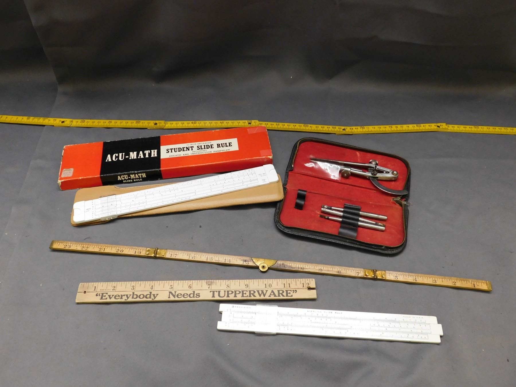 Engineering Compass Tool Set, Slide Rulers and Folding Rulers