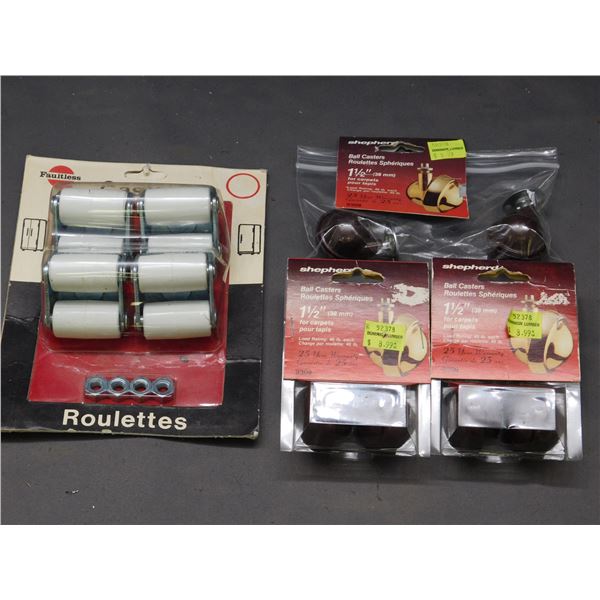 4 Heavy Duty Appliance Casters and 6 - 1 ½” Ball Casters, all new unopened.
