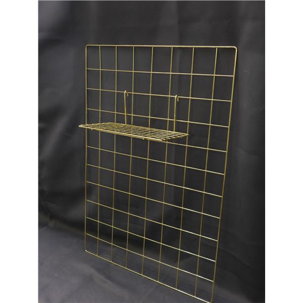 Gold Tone Metal Wire Rack with Small Shelf