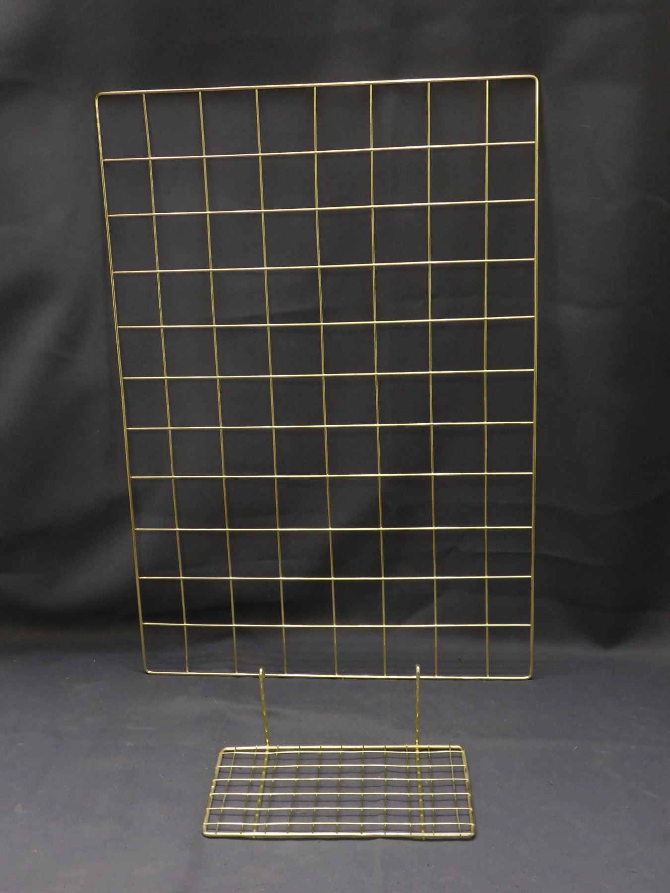 Gold Tone Metal Wire Rack with Small Shelf