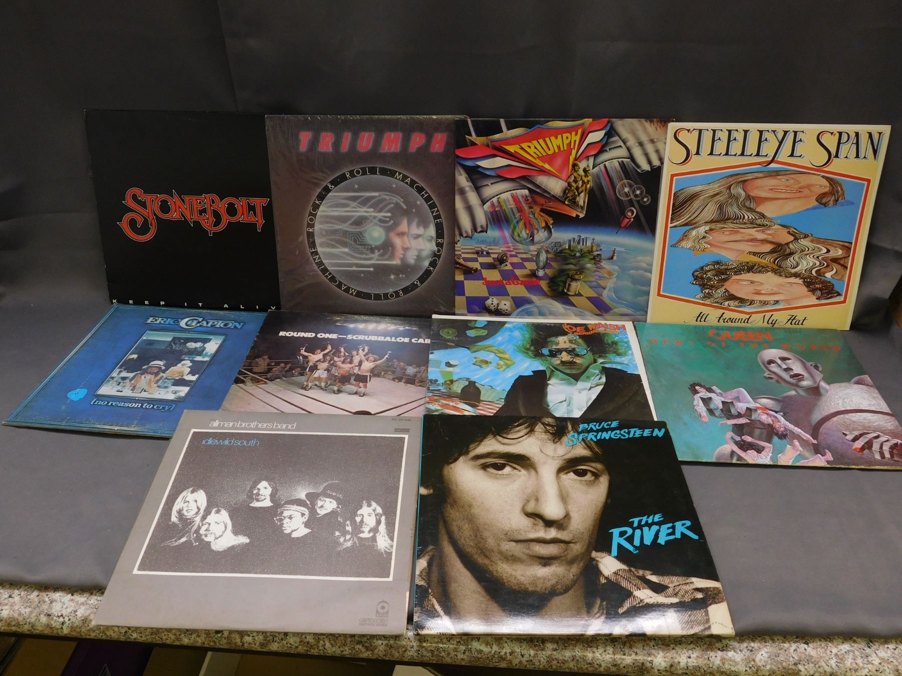 Lot of 10 Vinyl Records LPs Steeleye Span, Queen, Triumph, Stone Bolt ...