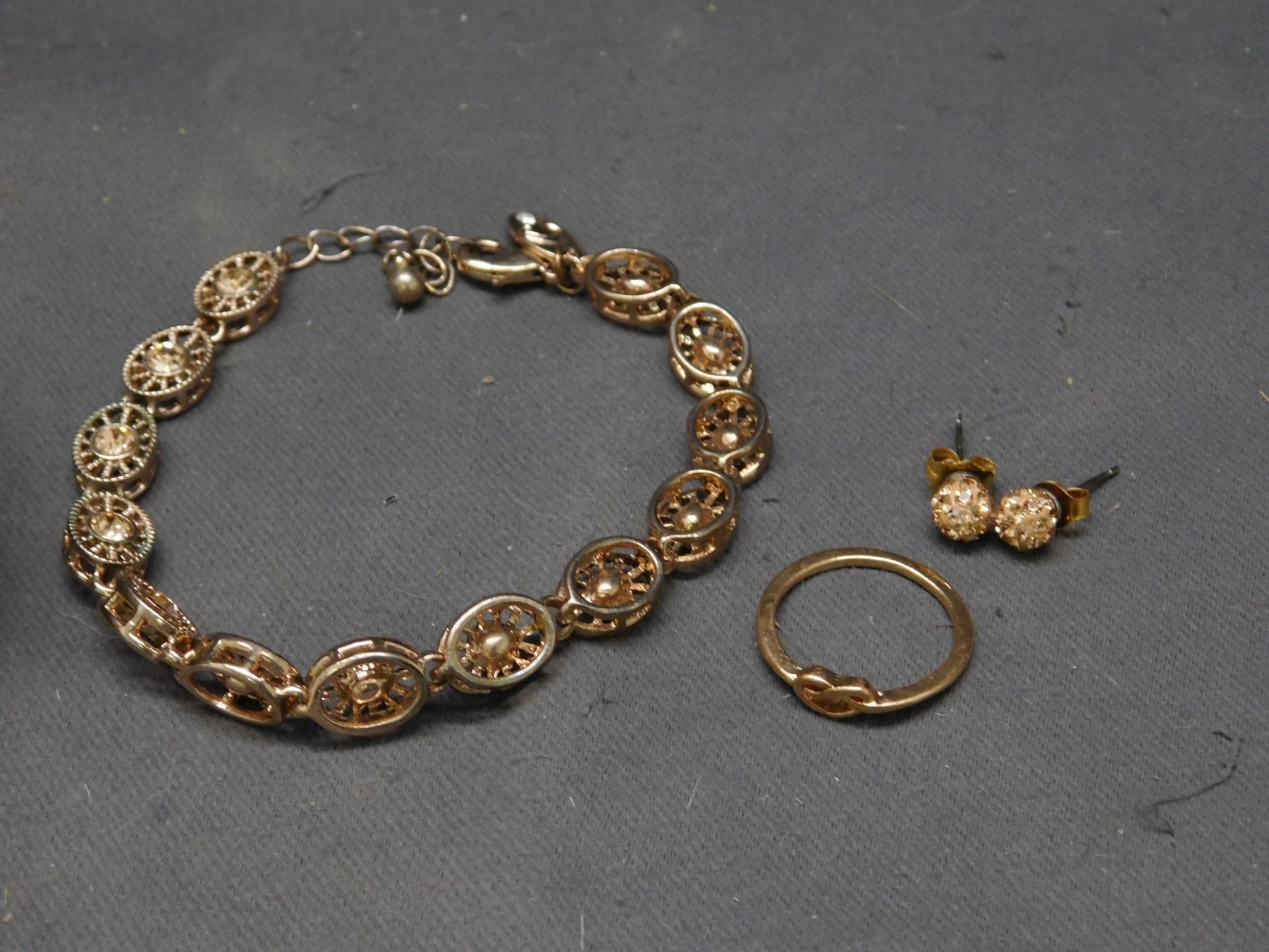 Coach? Rose Gold Tone Bracelet, Ring and Stud Earrings with Porcelain ...