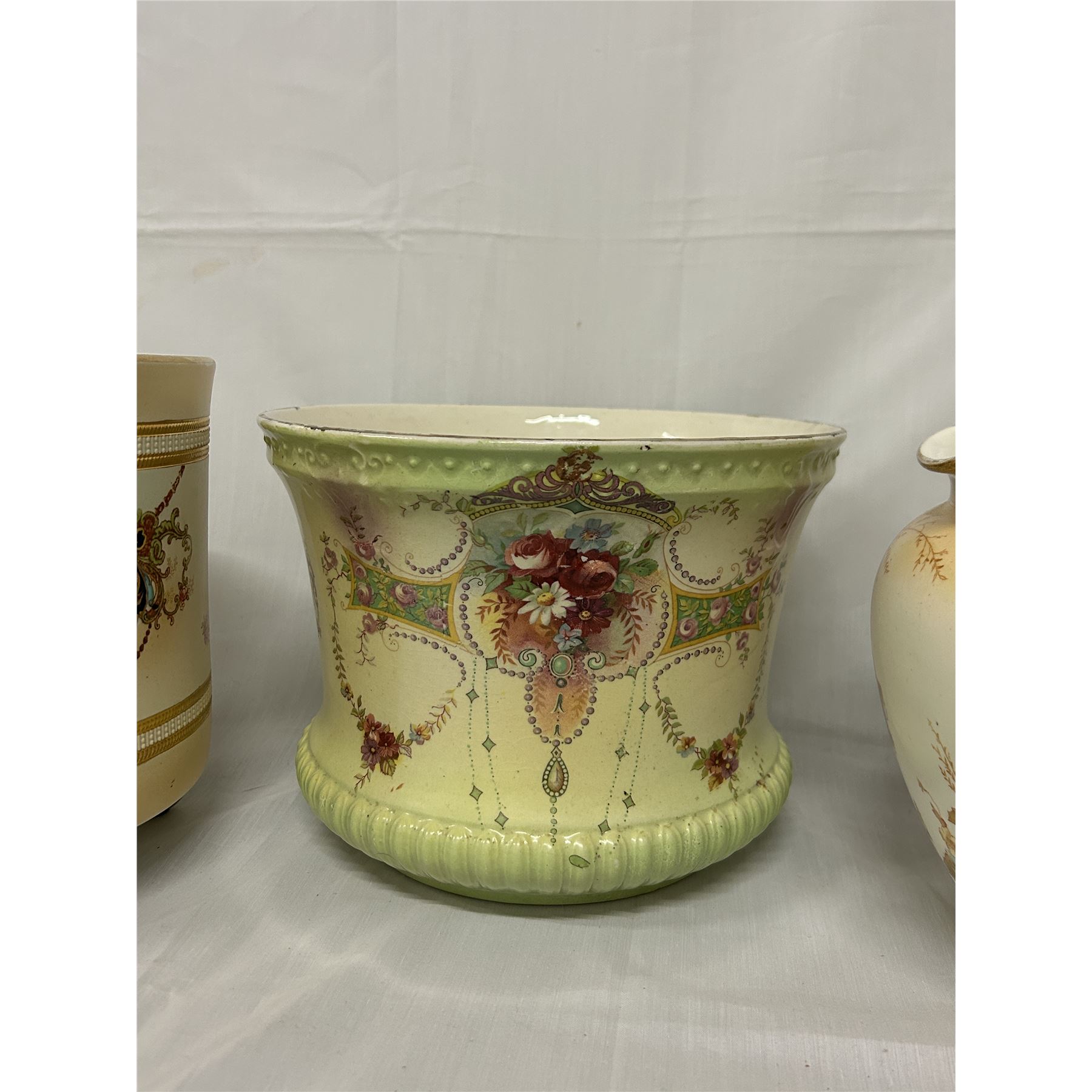 3 Vintage Antique Plant Pots Rococo England, unmarked, misc