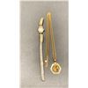 Image 1 : 10K CHAIN (23") WITH 10K BUTTERFLY PENDANT & 14K OMICRON LADIES WRISTWATCH SET WITH DIAMONDS (11....