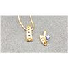 Image 2 : 10K CHAIN 18" WITH 2 10K PENDANTS SET WITH DIAMONDS AND SAPPHIRES