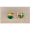 Image 2 : PAIR 18K CUFFLINKS SET WITH GREEN PASTE (13G)